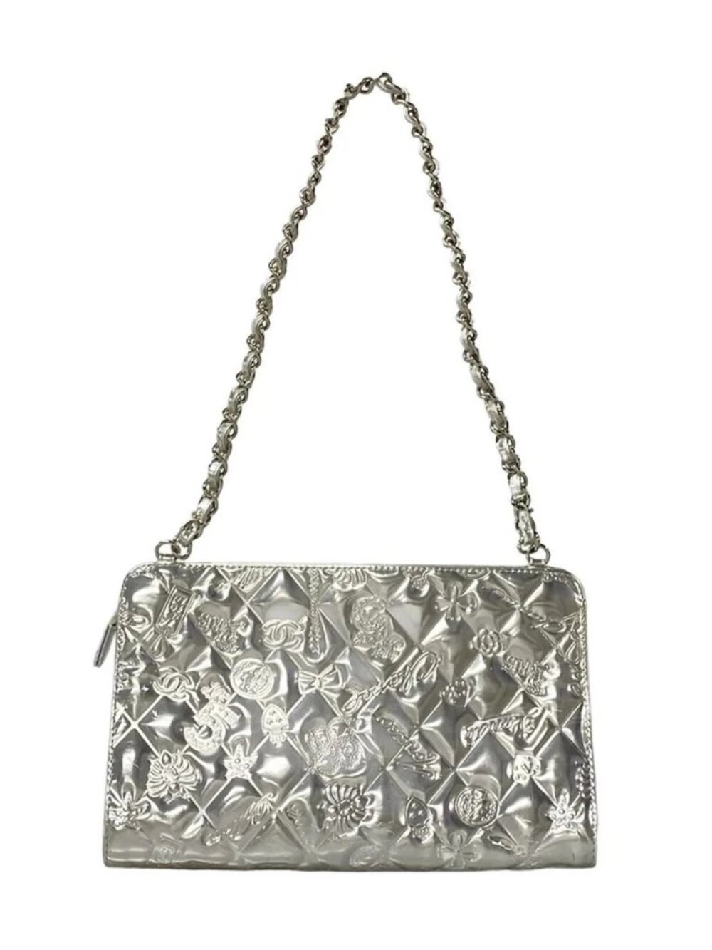 CHANEL Icon / Symbol Charm A37156 Silver Patent Leather Shoulder Bag - Picture 2 of 15